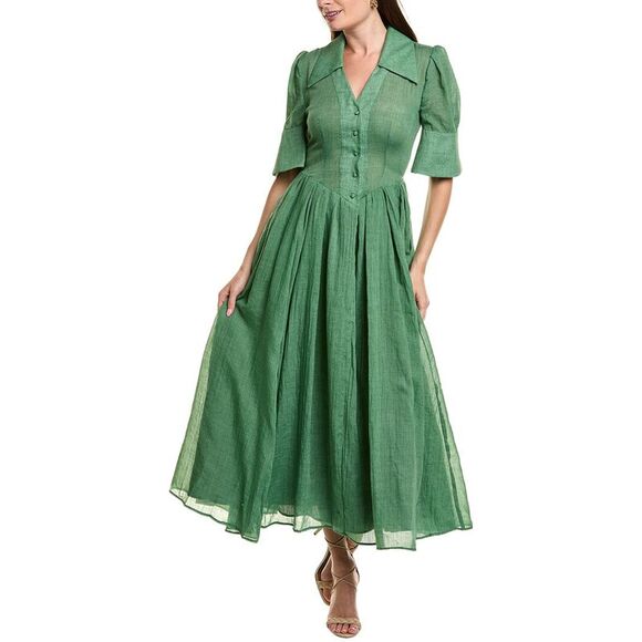 Bgl WomensPleated Midi Dress, Green